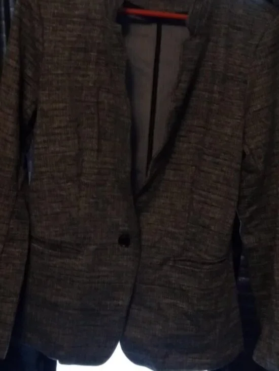 BANANA REPUBLIC Gray/black Blazer Outerwear Size Medium pockets 1 button - Picture 3 of 4